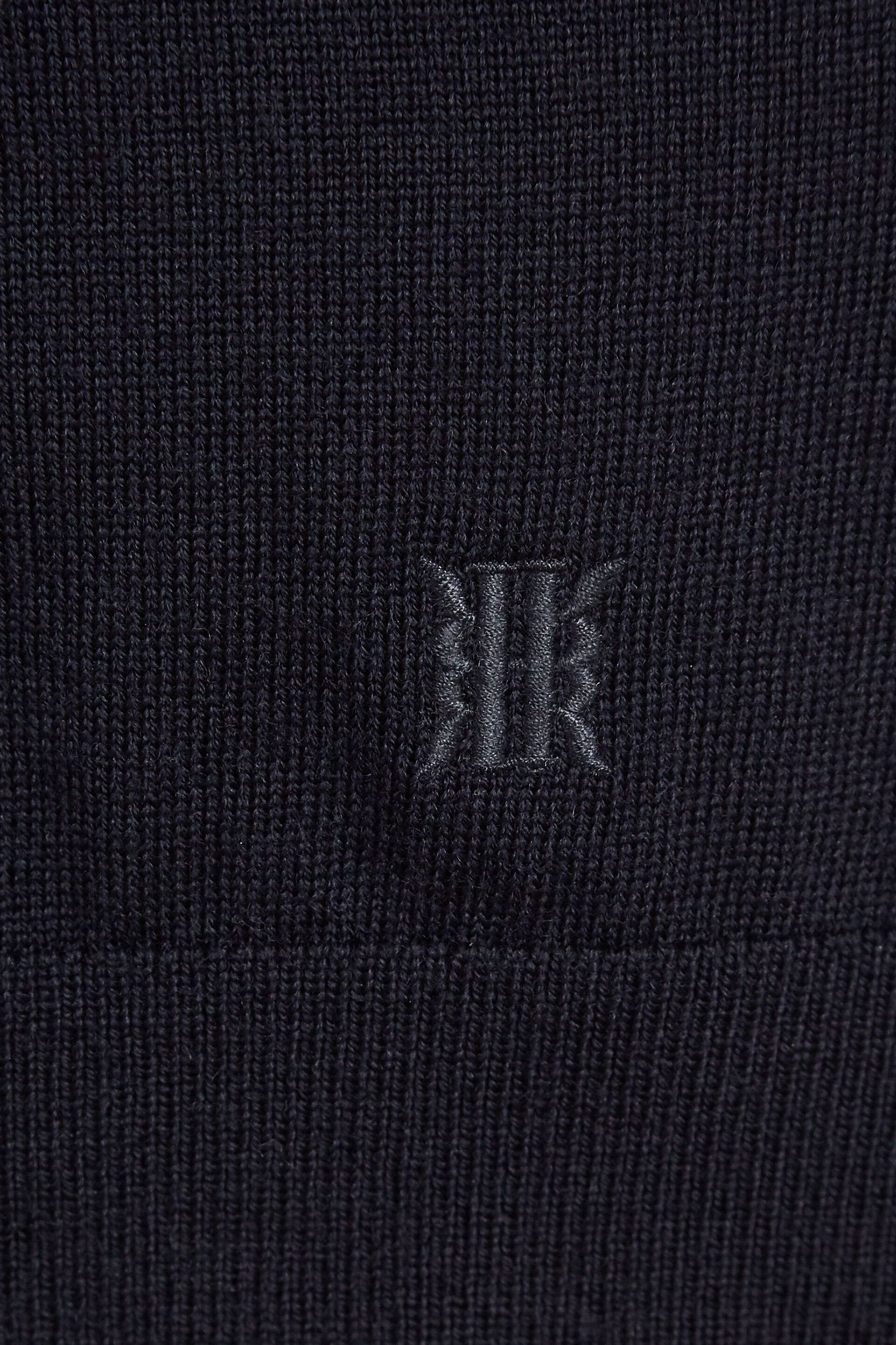 Reiss Navy Blackhall Junior Slim Fit Merino Wool Zip Neck Jumper - Image 6 of 6