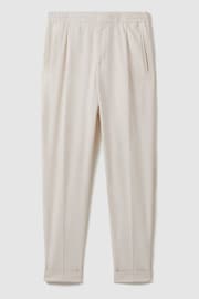 Reiss White Brighton Relaxed Drawstring Trousers with Turn-Ups - Image 2 of 7