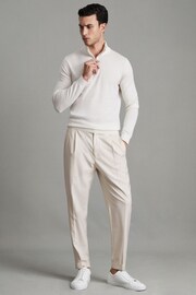 Reiss White Brighton Relaxed Drawstring Trousers with Turn-Ups - Image 3 of 7