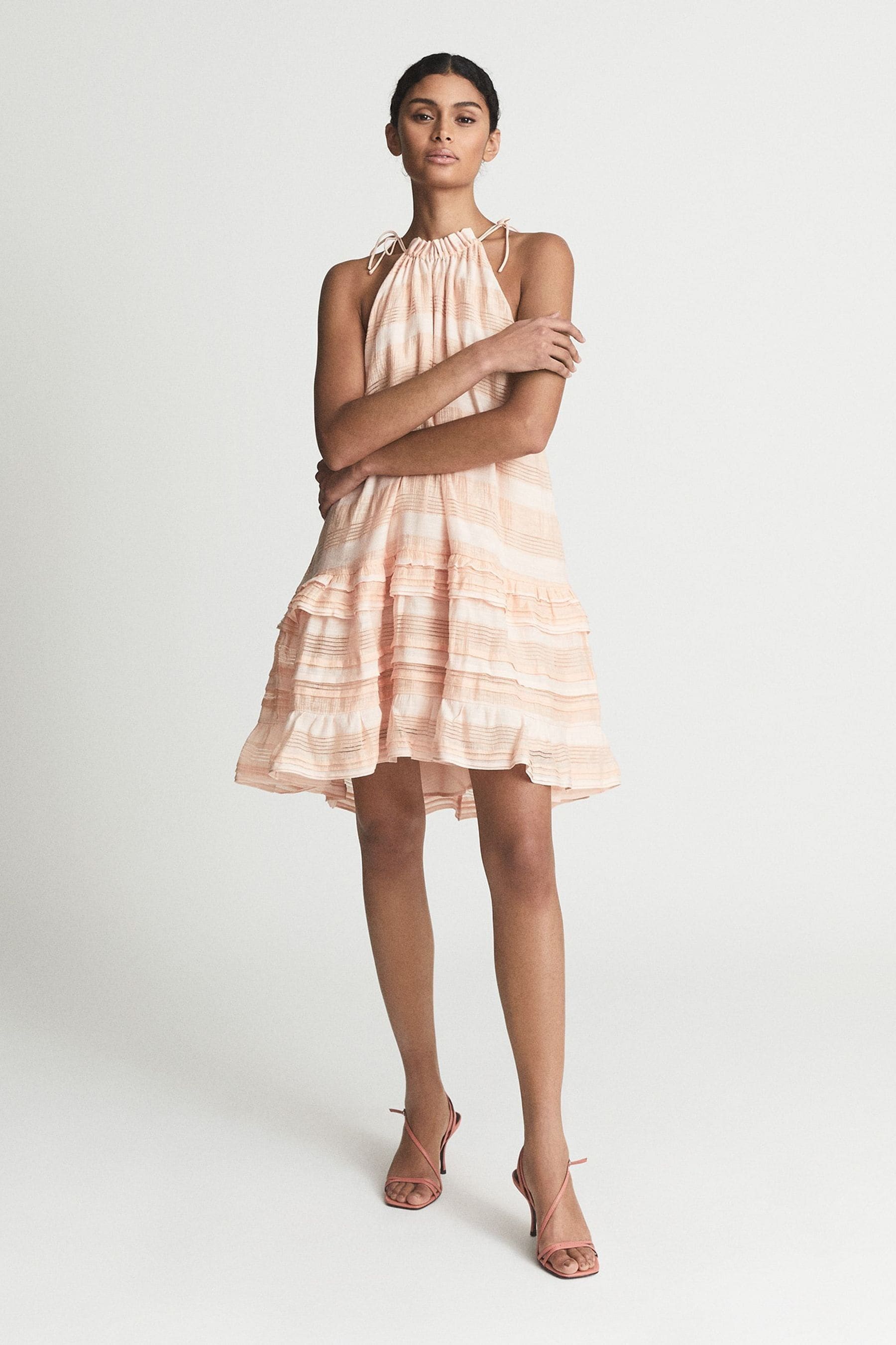 Buy Reiss Coral Gabrielle Linen Blend Ruffle Mini Dress from Next Denmark
