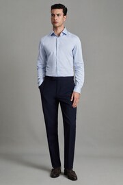 Reiss Blue Stripe Remote Slim Fit Cotton Sateen Shirt - Image 2 of 5