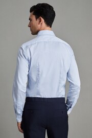 Reiss Blue Stripe Remote Slim Fit Cotton Sateen Shirt - Image 4 of 5