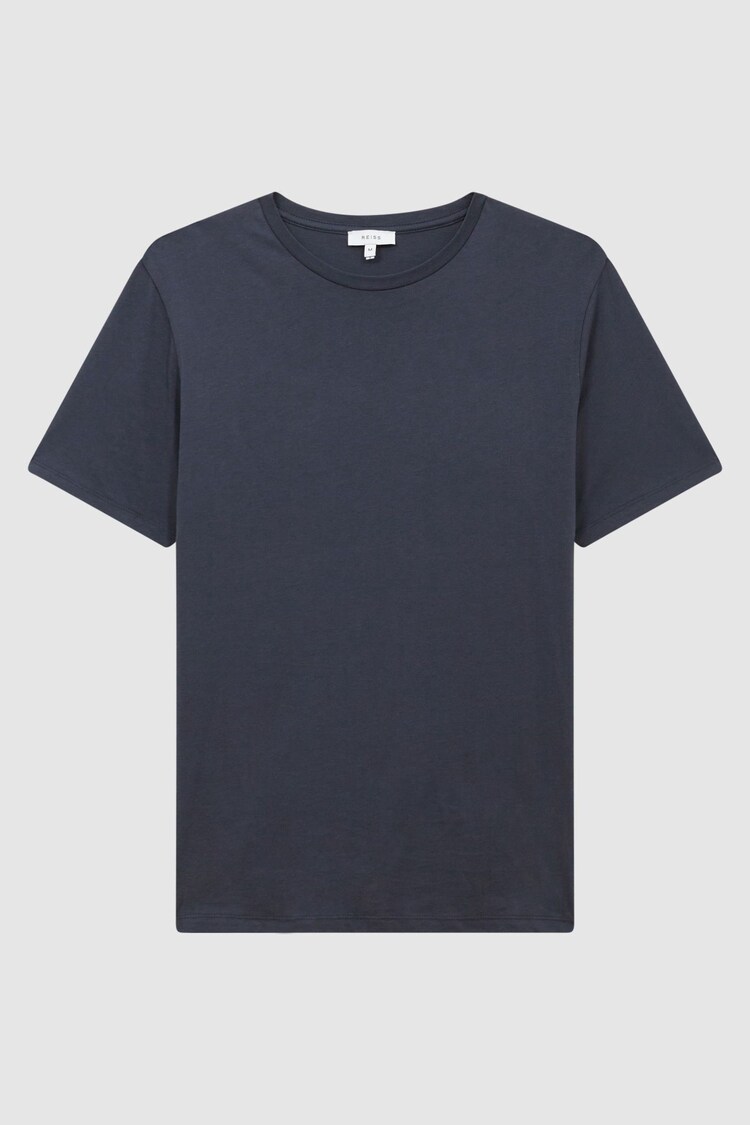 Reiss Airforce Blue Bless Marl Cotton Crew Neck T-Shirt - Image 2 of 7