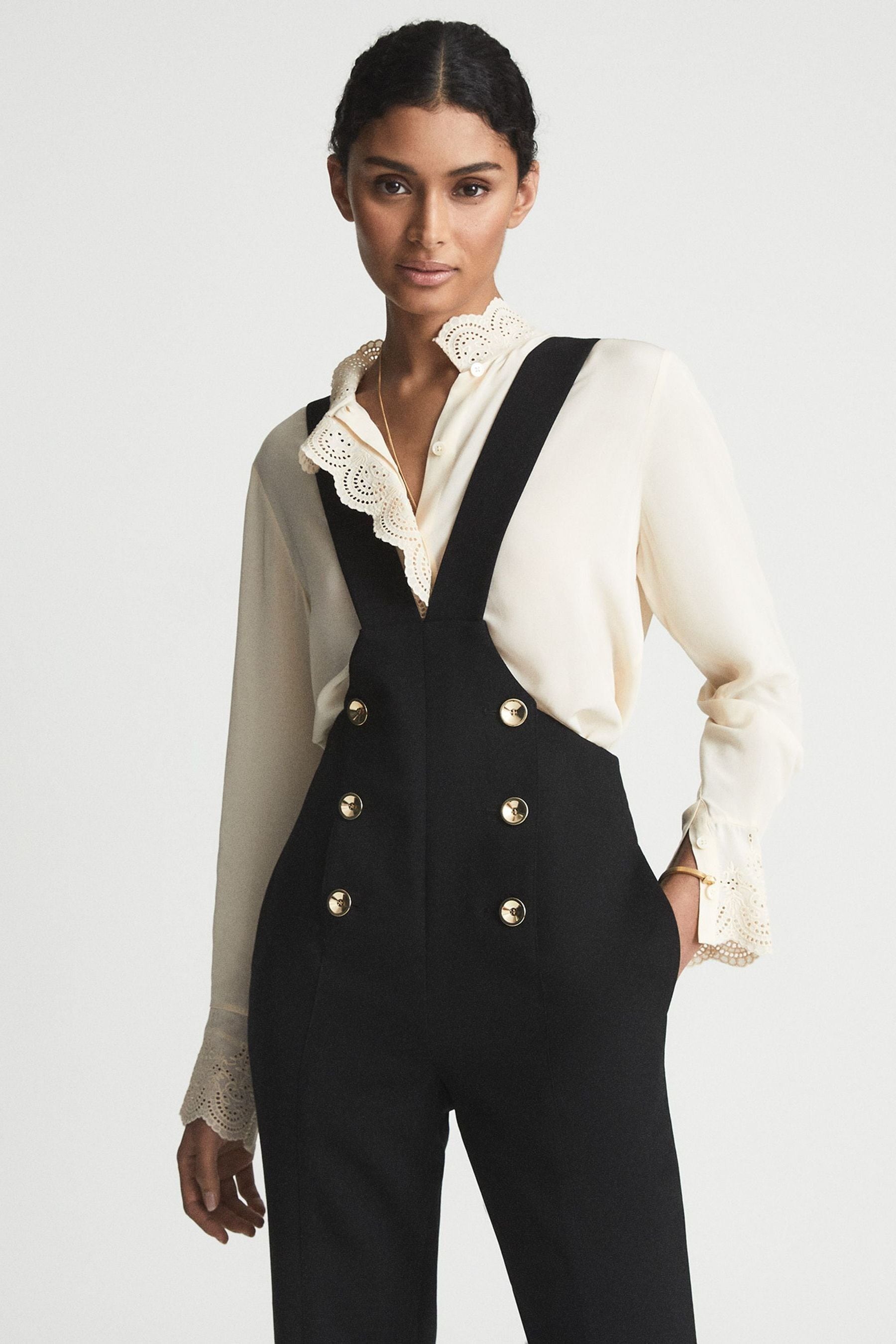 Buy Reiss Black Vittoria Petite Dungaree Jumpsuit from Next Luxembourg