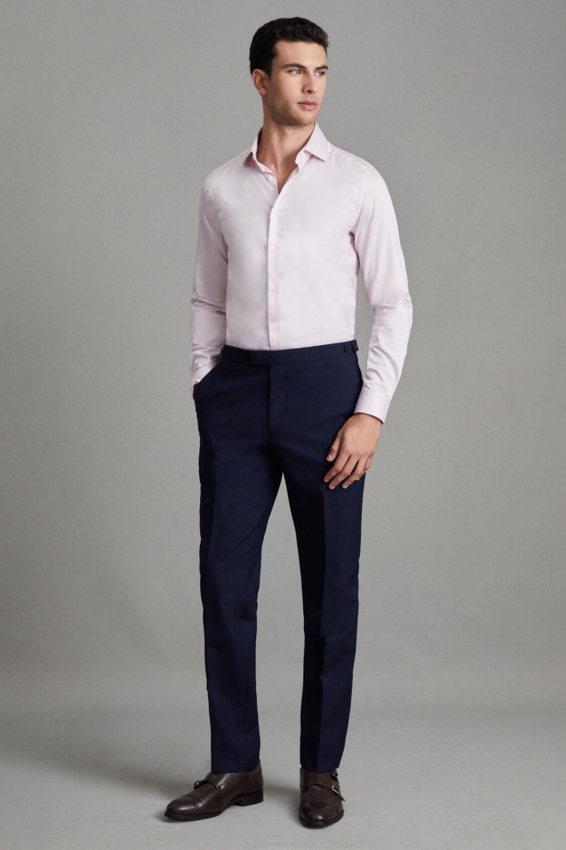 Reiss Pink Remote Slim Fit Cotton Sateen Shirt - Image 3 of 6