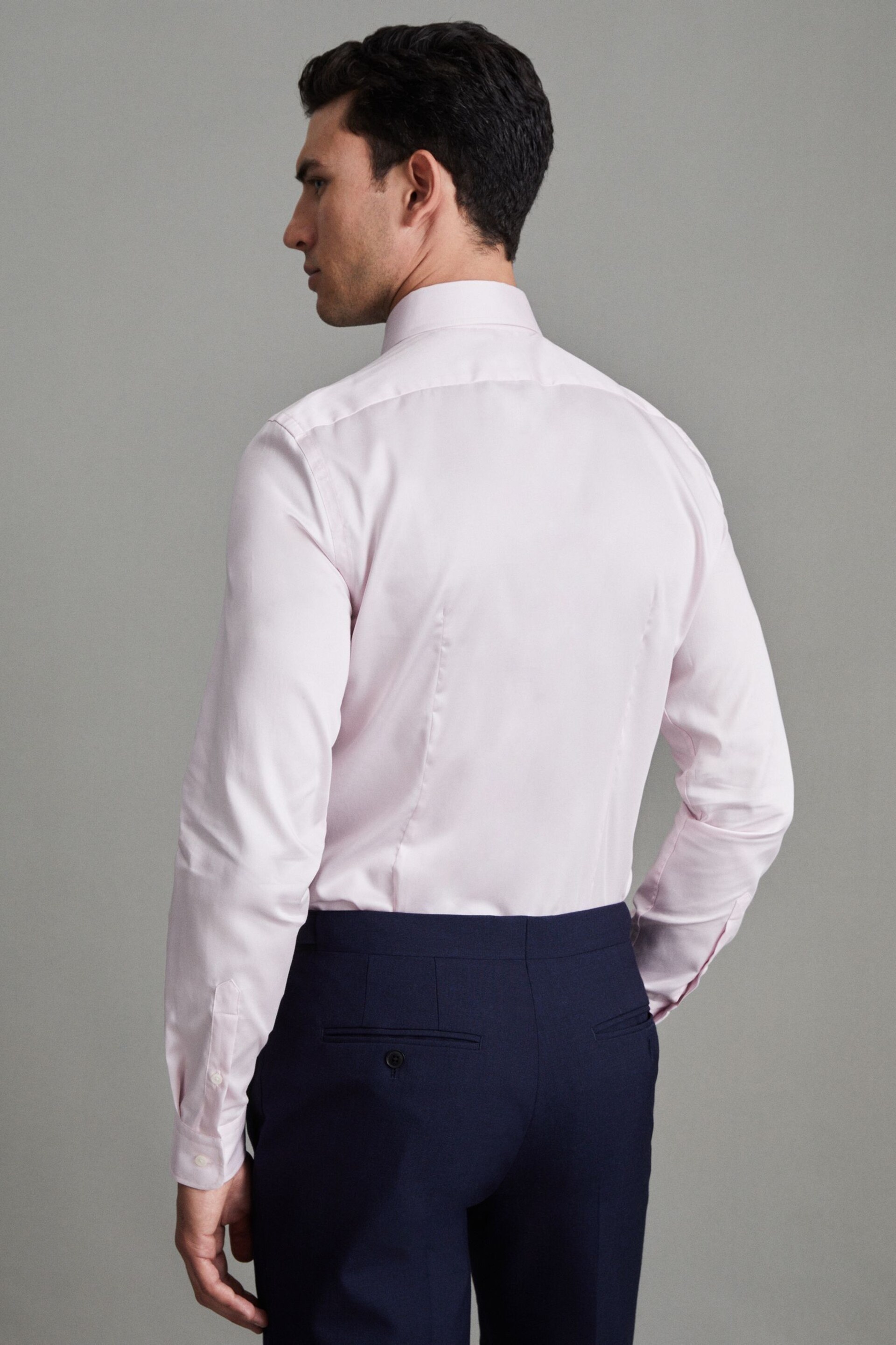 Reiss Pink Remote Slim Fit Cotton Sateen Shirt - Image 4 of 6