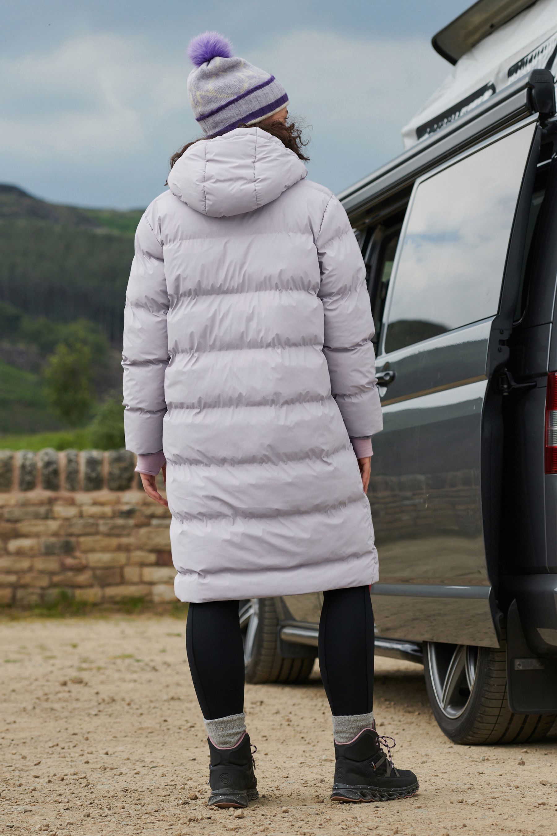 Buy Lilac Purple Elements Rubber Longline Thermal Hooded Coat from Next Lithuania