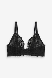 Black DD+ Non Pad Plunge Comfort Lace Bra - Image 4 of 4