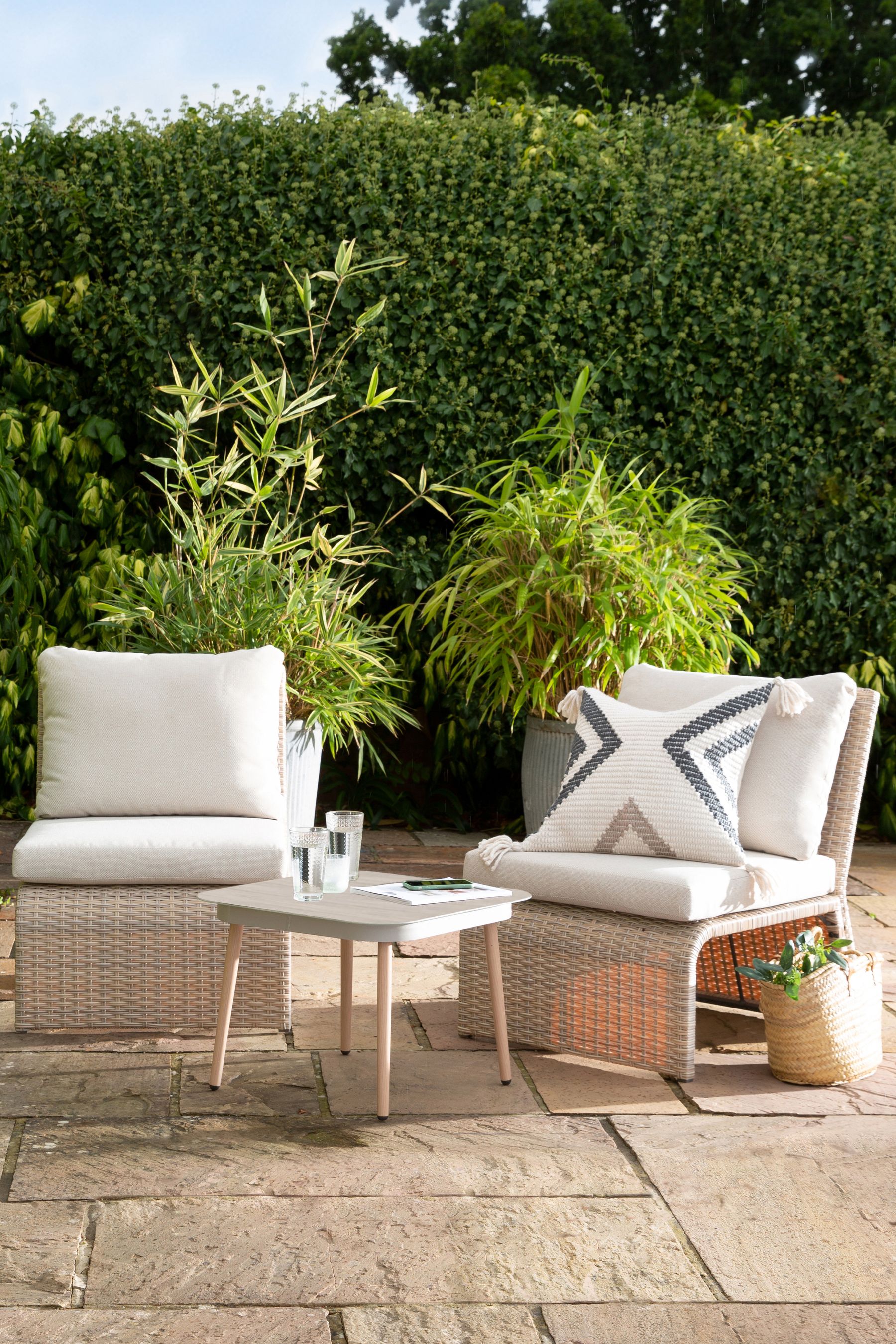 Natural Dorset Garden Rattan Effect Bistro Chair Set