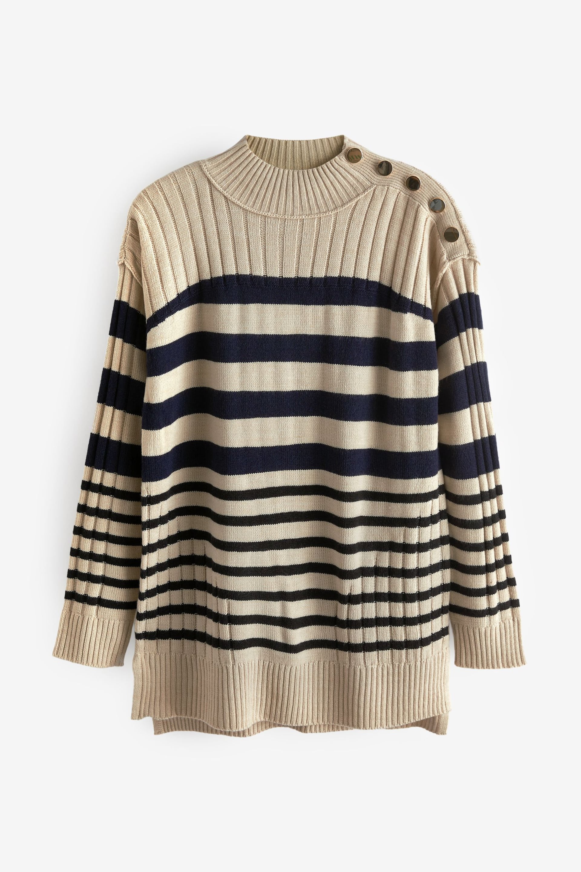 Neutral Gold Button Longline Cosy Jumper - Image 5 of 6