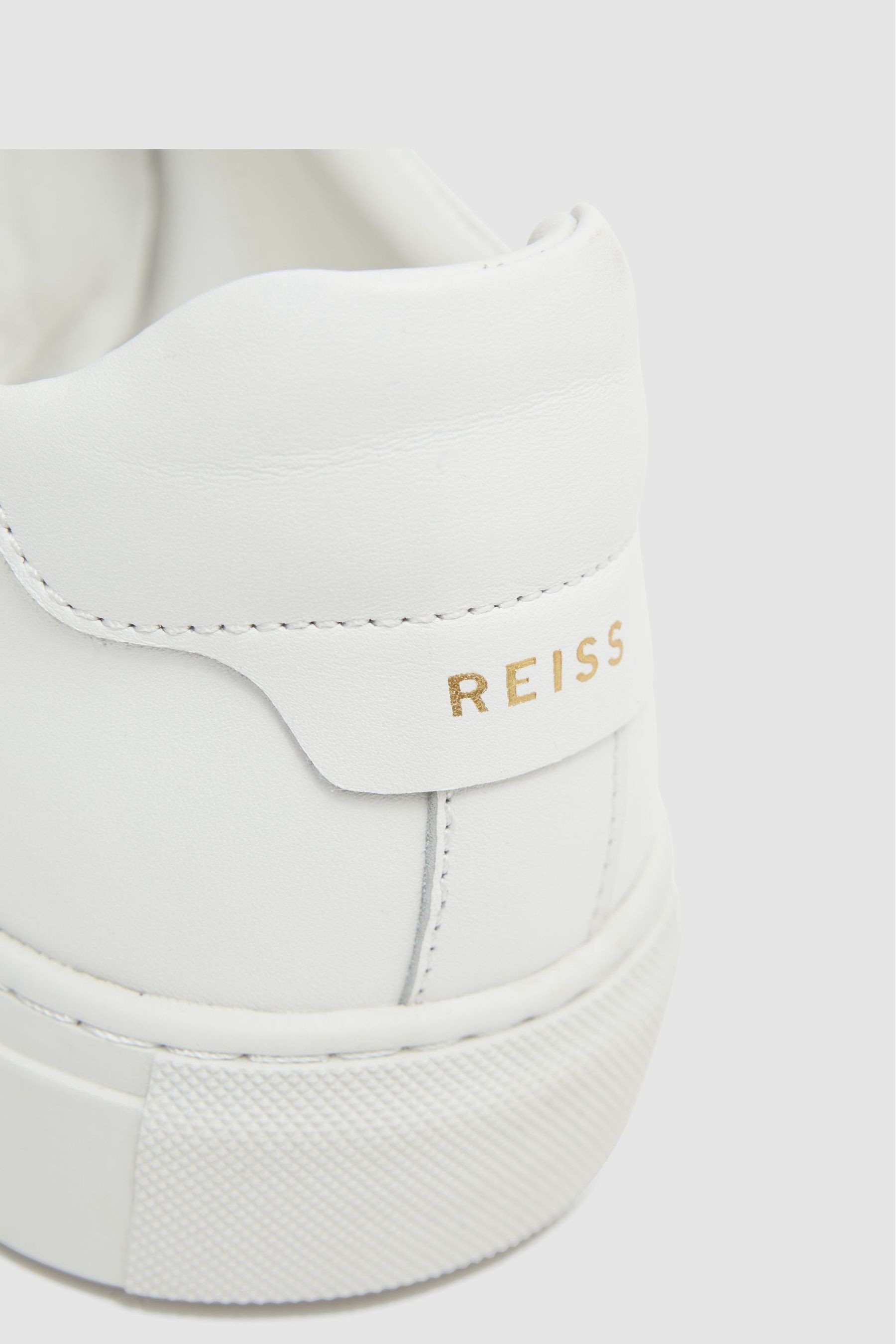 Reiss White Finley Leather Trainers