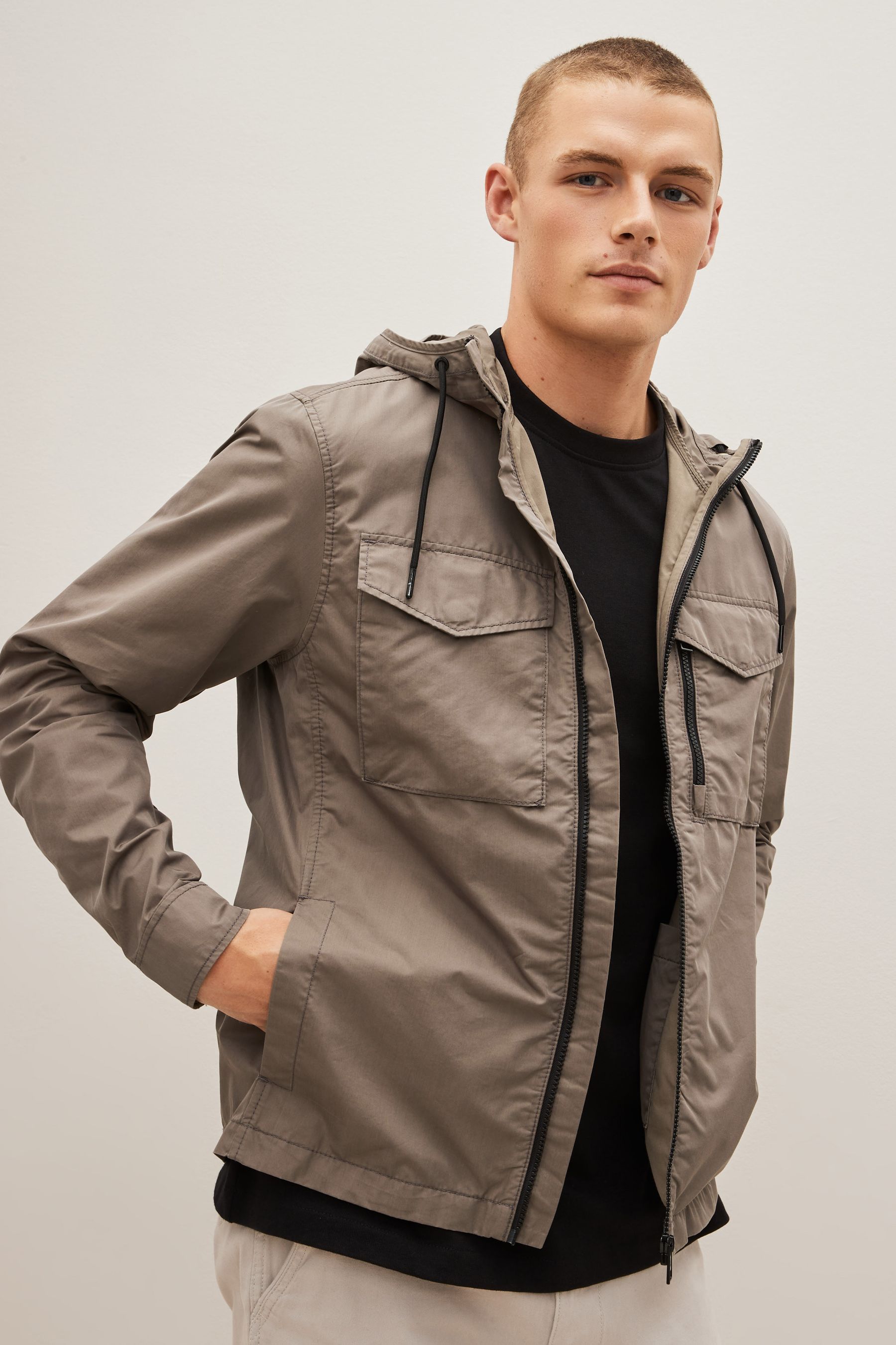 Buy Stone Natural Shower Resistant Hooded Utility Jacket from Next Luxembourg