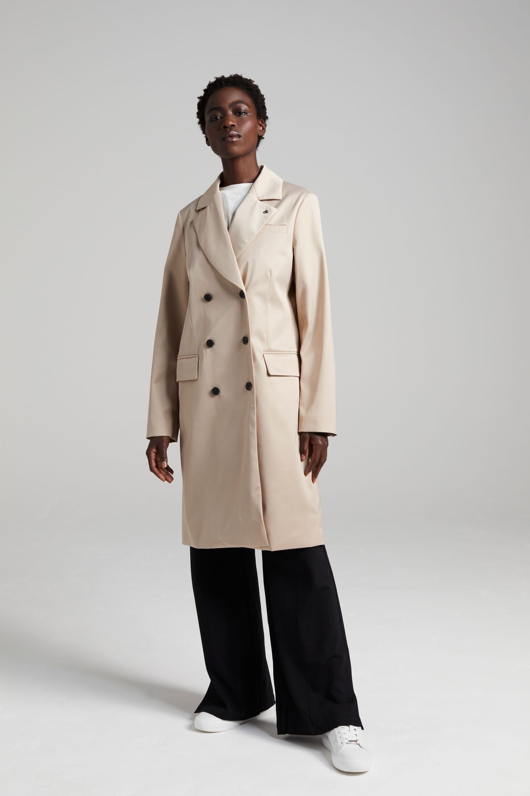 Buy Calvin Klein Neutral Shine Sateen Crombie Coat from Next Luxembourg