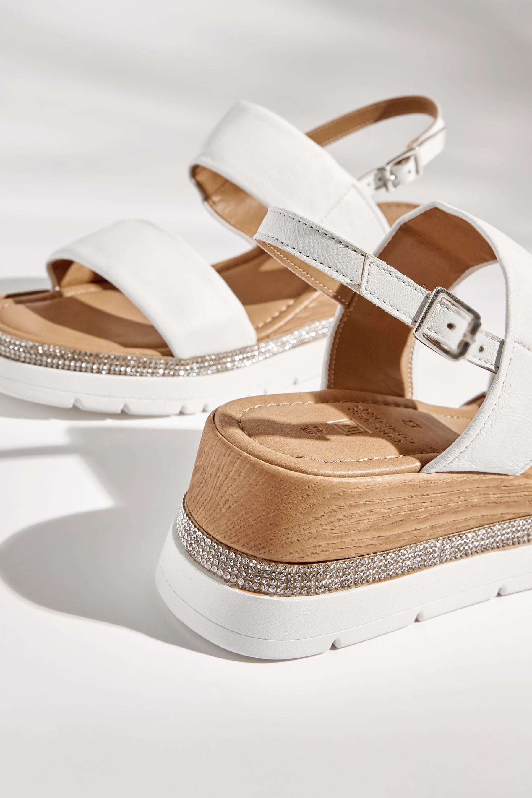 Buy White Extra Wide Fit Forever Comfort Leather Sport Bling Wedges from Next United Arab Emirates