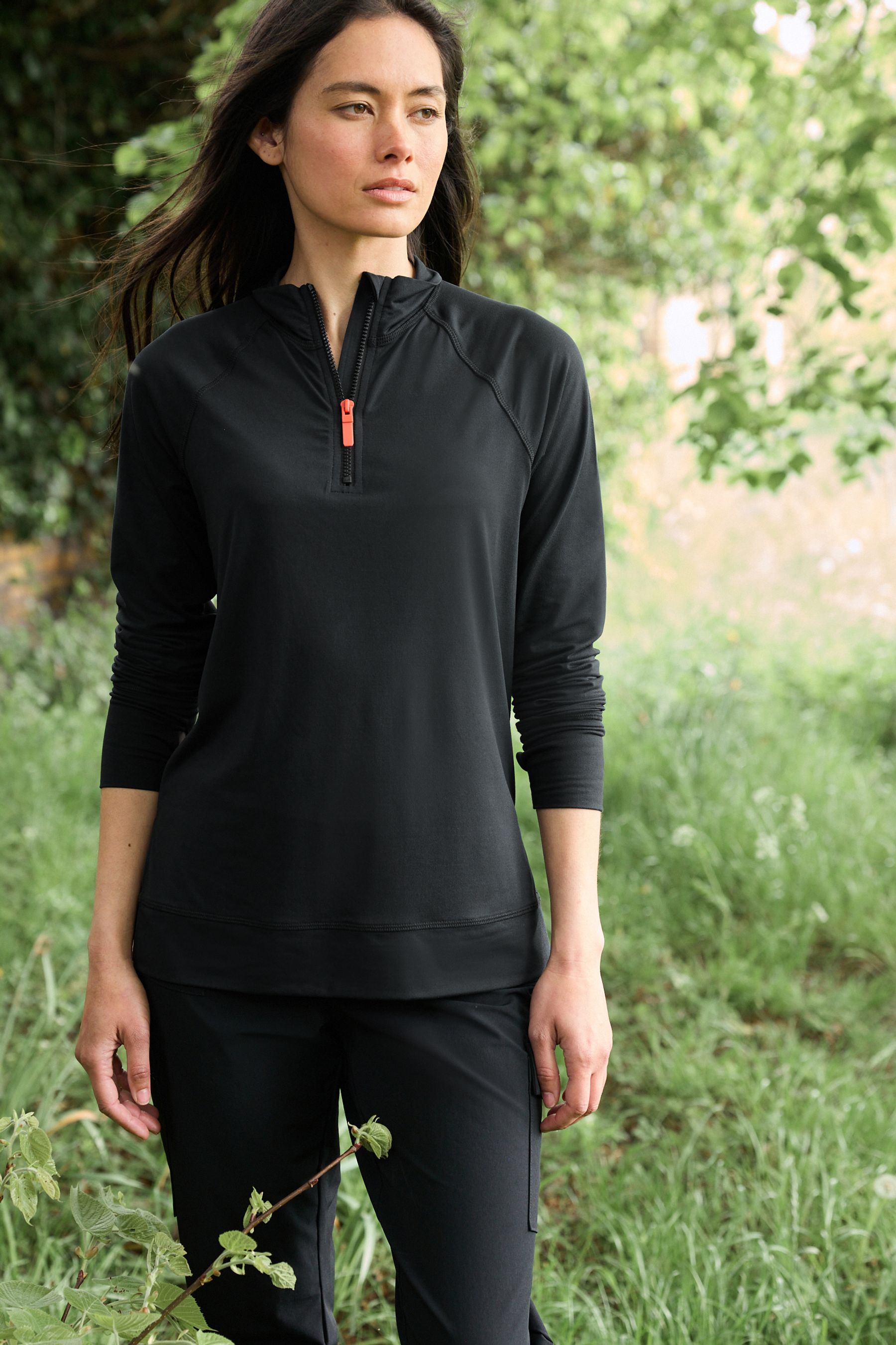 Long sleeve zip up sports top clearance