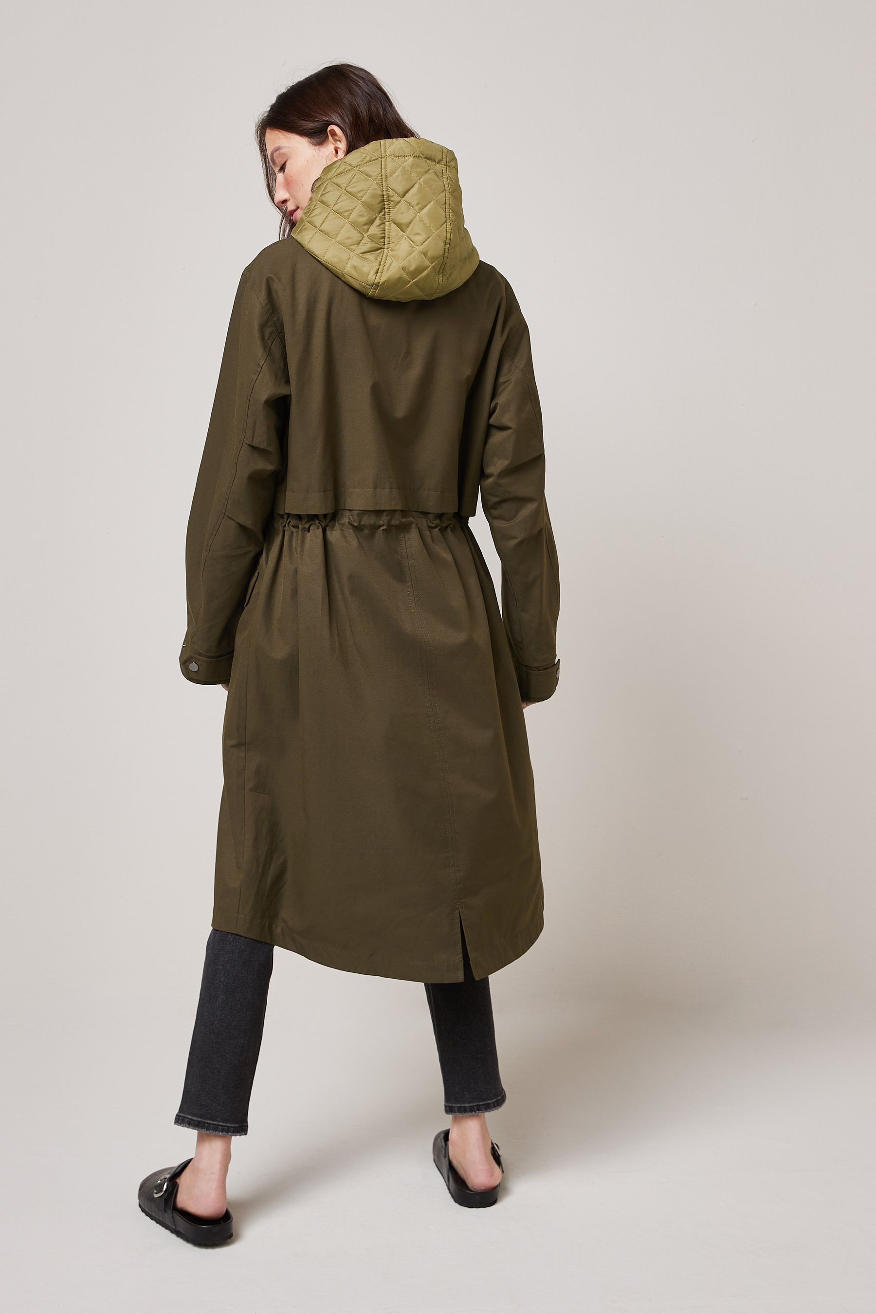 Buy Khaki Green Shower Resistant Parka With Quilted Hood from Next Luxembourg