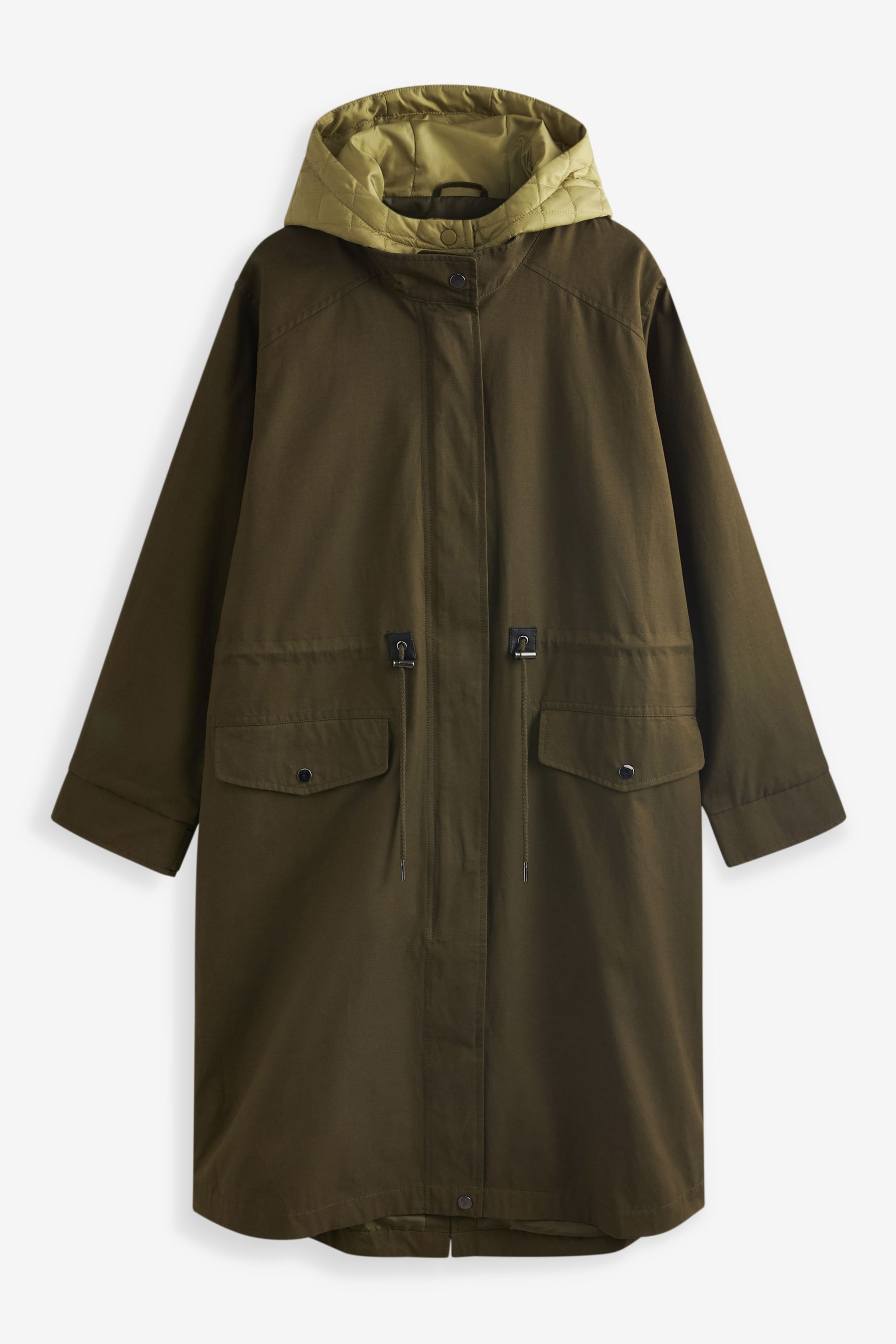 Buy Khaki Green Shower Resistant Parka With Quilted Hood from Next Luxembourg