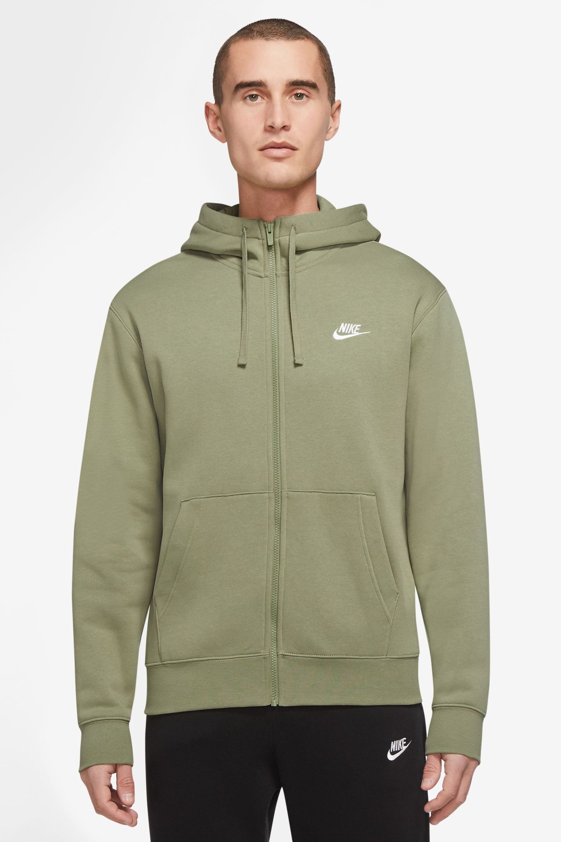 Buy Nike Sage Green Club Zip Through Hoodie from Next Poland