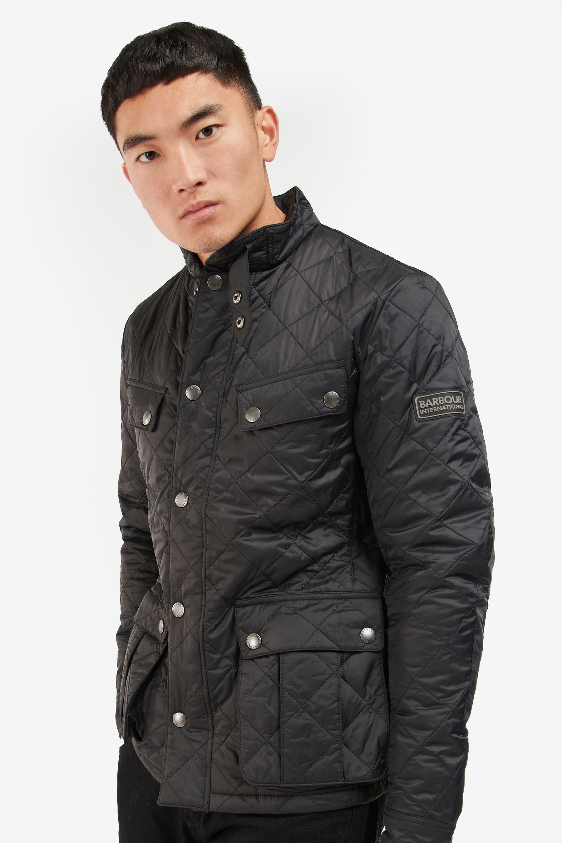 Barbour quilted black jacket deals