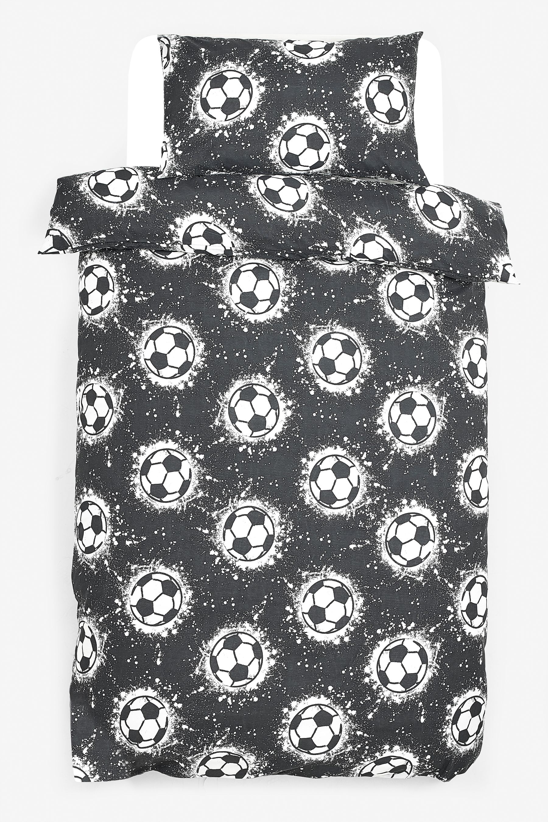 Buy 2 Pack Black White Football Duvet Cover and Pillowcase Set from Next Luxembourg