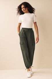 Khaki Green Jersey Parachute Cargo Trousers - Image 2 of 6