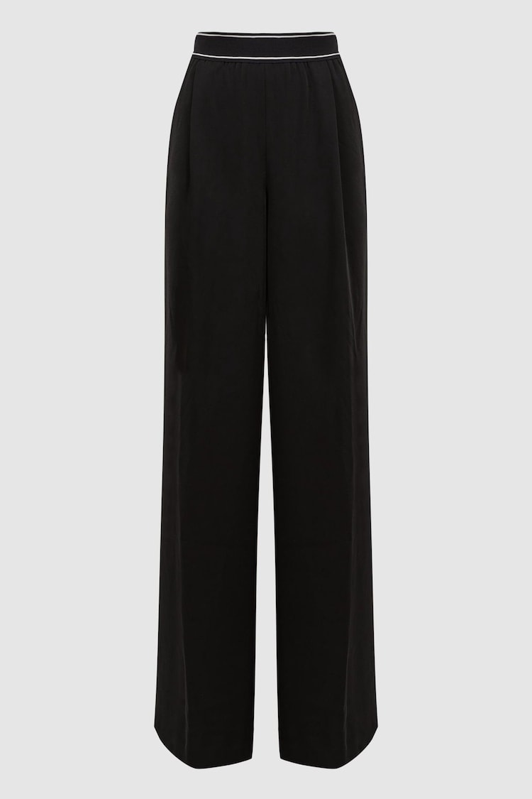 Reiss Black Abigail Petite Wide Leg Elasticated Trousers - Image 2 of 6