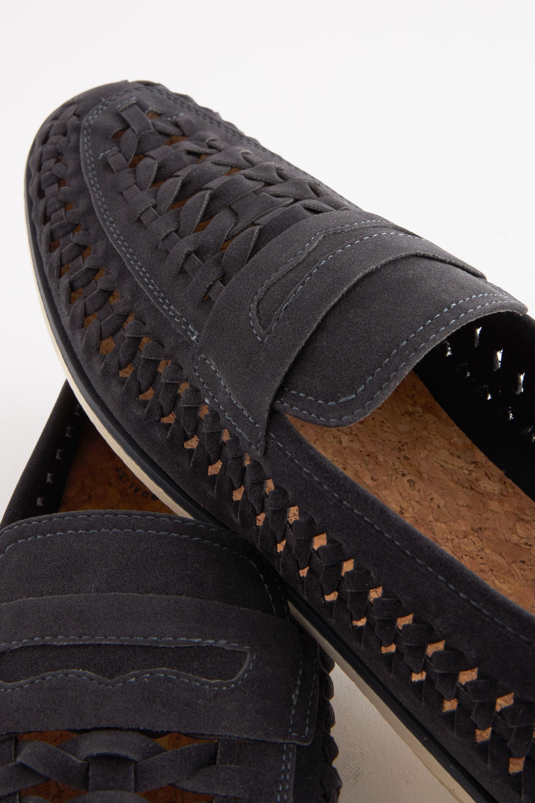 Mens navy woven loafers best sale