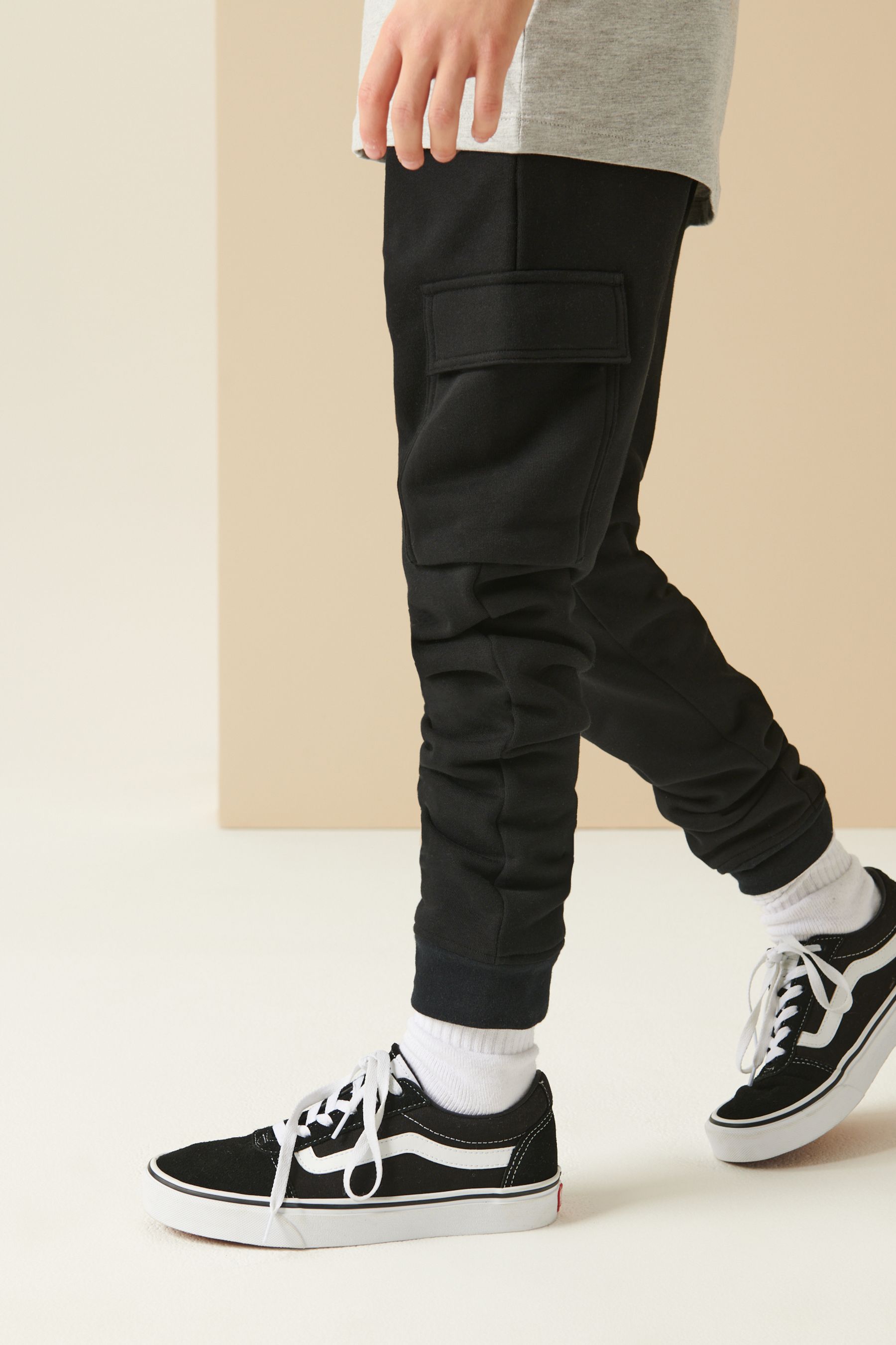 Black cargo joggers top