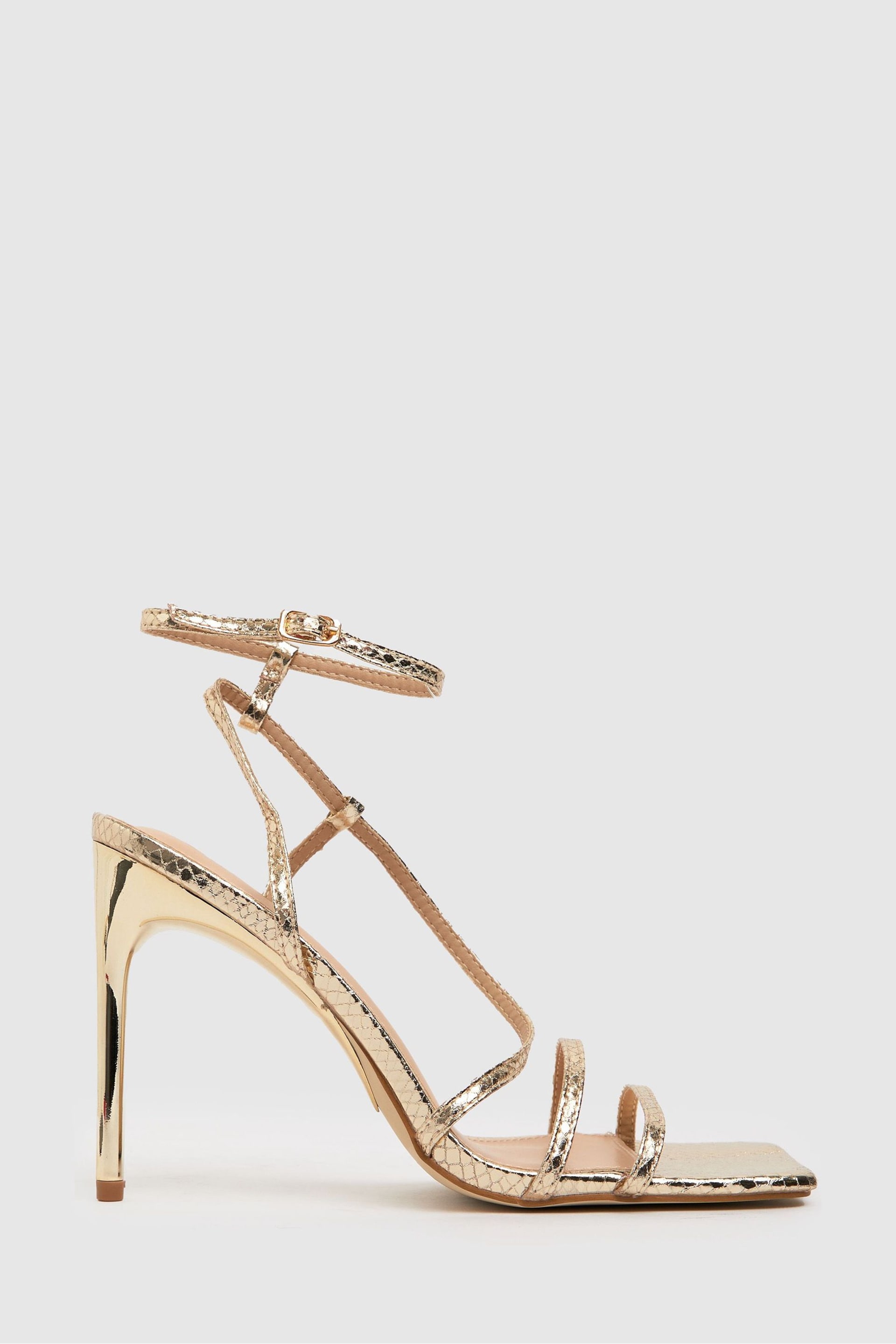 Schuh Natural Santi Croc Effect Strappy Stiletto - Image 1 of 4