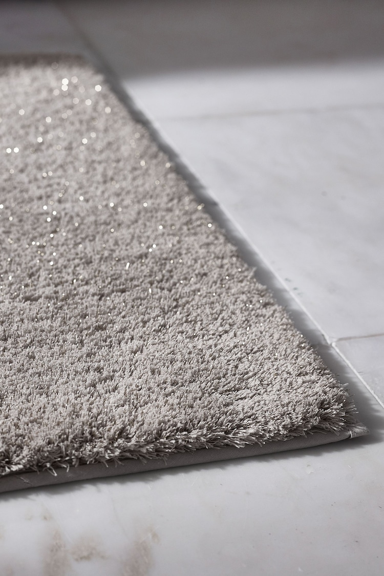 Soft Grey Deep Pile Sparkle Bath Mat - Image 2 of 5