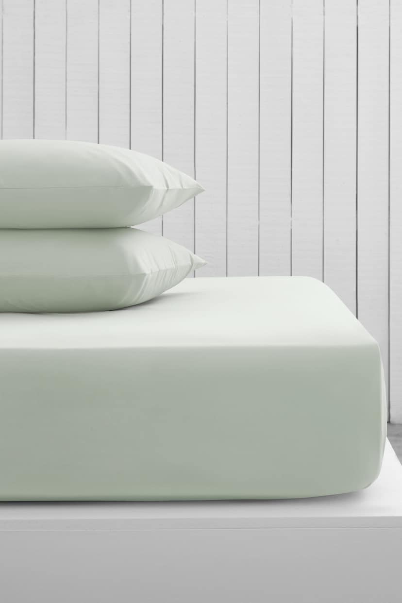 Green Pale Sage Cotton Rich Fitted Sheet - Image 1 of 1