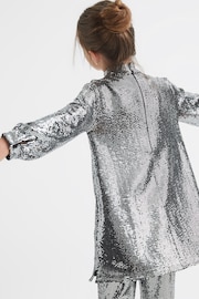 Reiss Silver Ariana Senior Sequin Short Skater Dress - Image 6 of 9