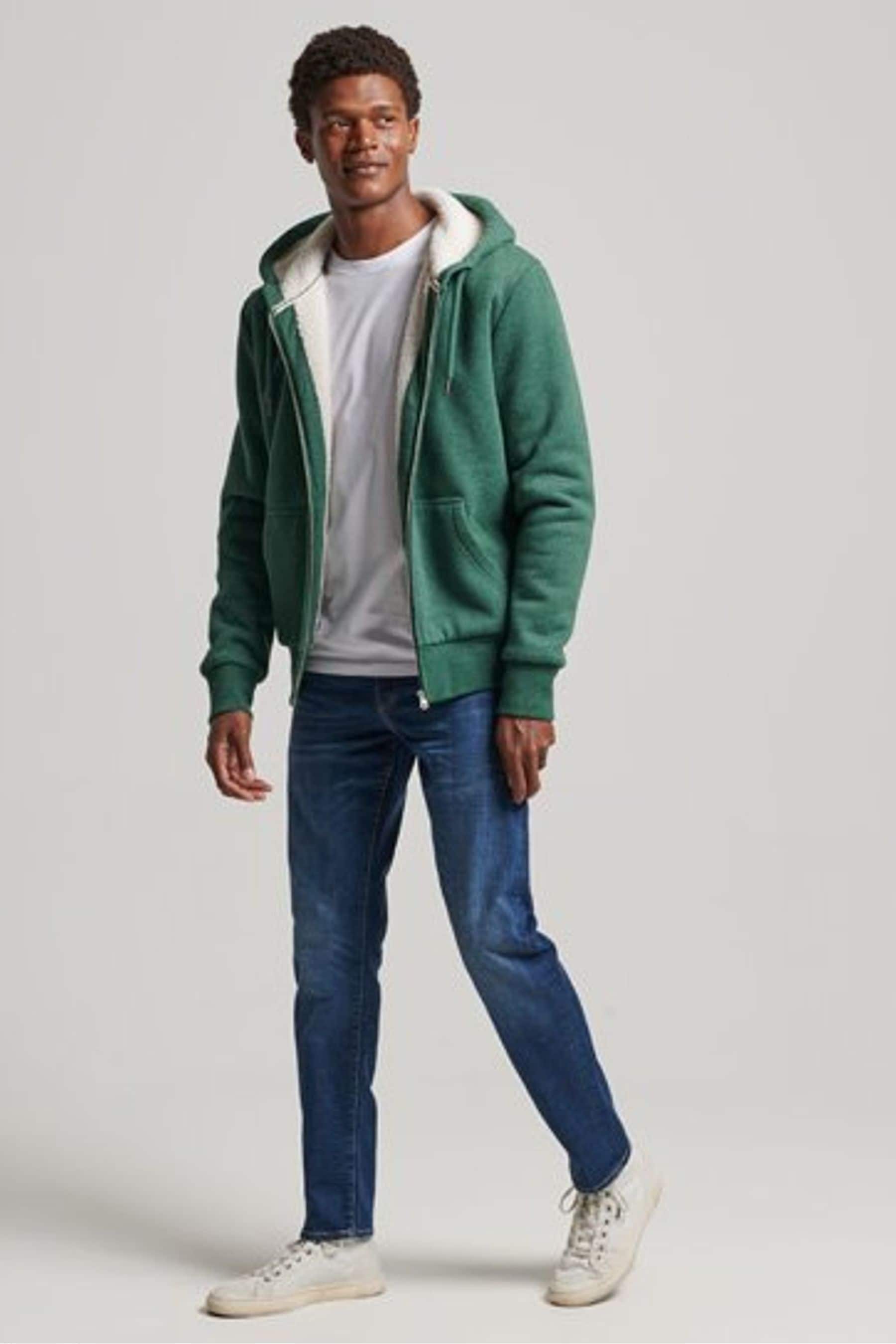 Buy Superdry Dark Green Essential Borg Lined Zip Hoodie from Next Luxembourg