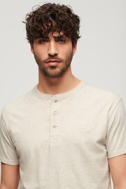 Superdry Cream Organic Cotton Cream Embroidered Henley Top - Image 3 of 7