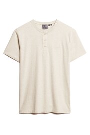 Superdry Cream Organic Cotton Cream Embroidered Henley Top - Image 5 of 7