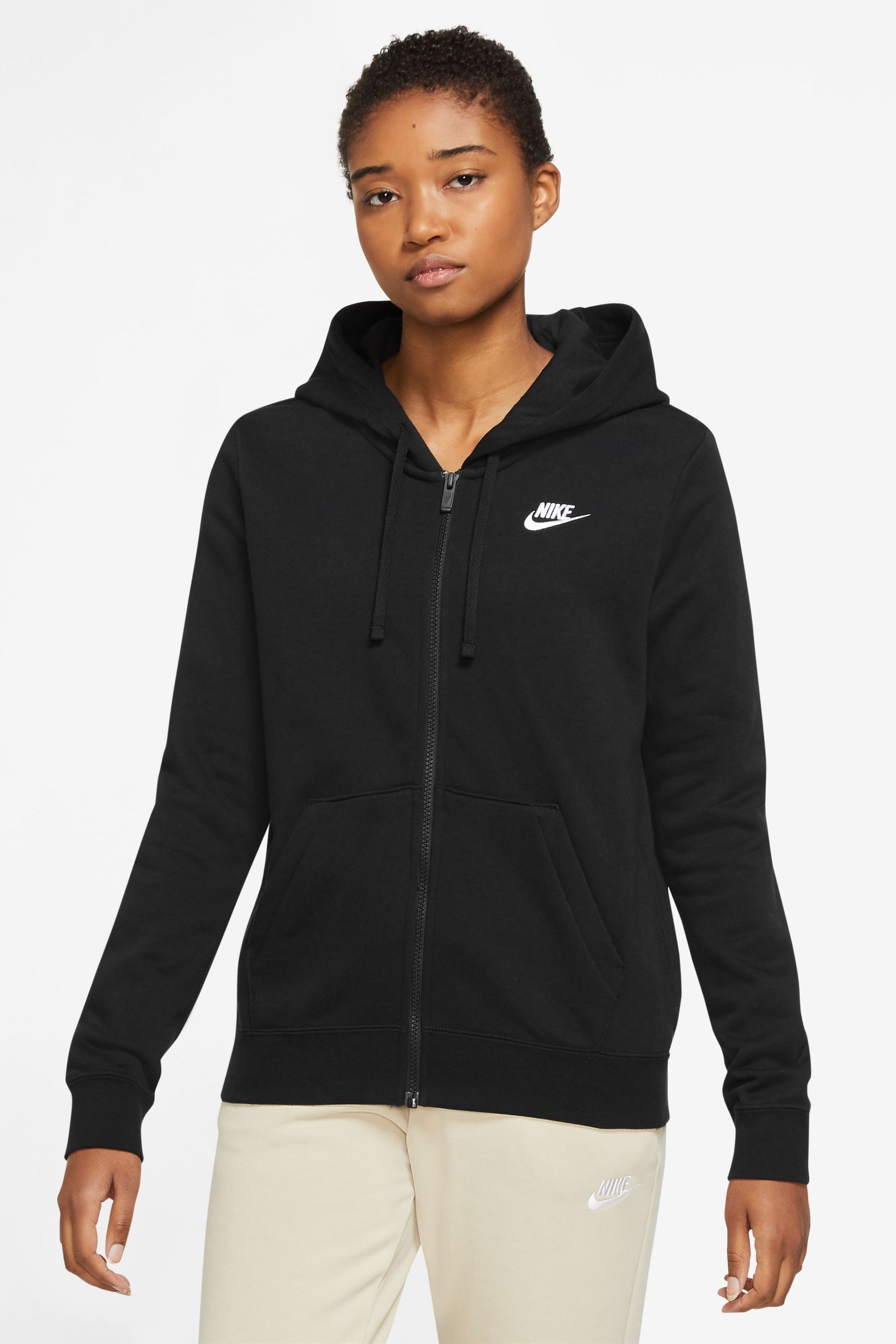 Buy Nike Black Club Full Zip Hoodie from Next Luxembourg