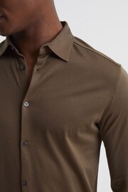 Reiss Mocha Baron Mercerised Jersey Shirt - Image 4 of 6