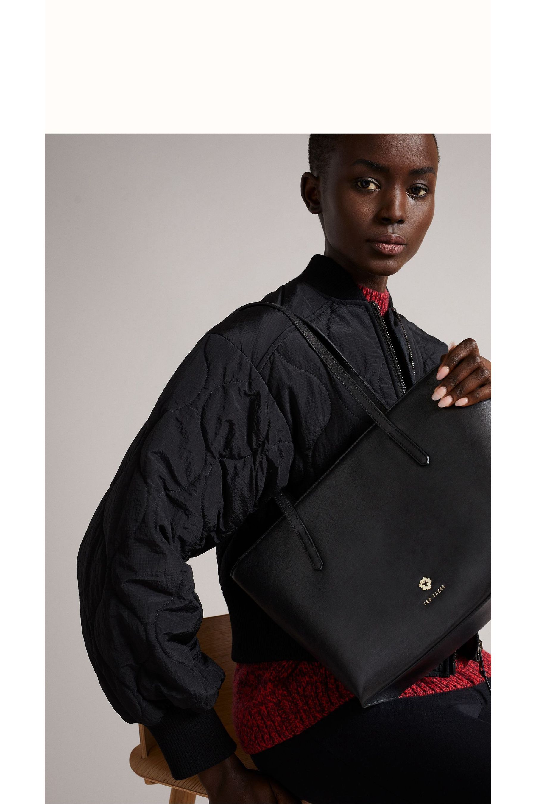 Buy Ted Baker Black Jorjina Flower Eyelet Small Shopper Bag from Next Luxembourg