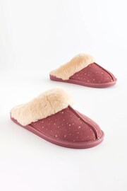 Berry Red Star Suede Mule Slippers - Image 4 of 8