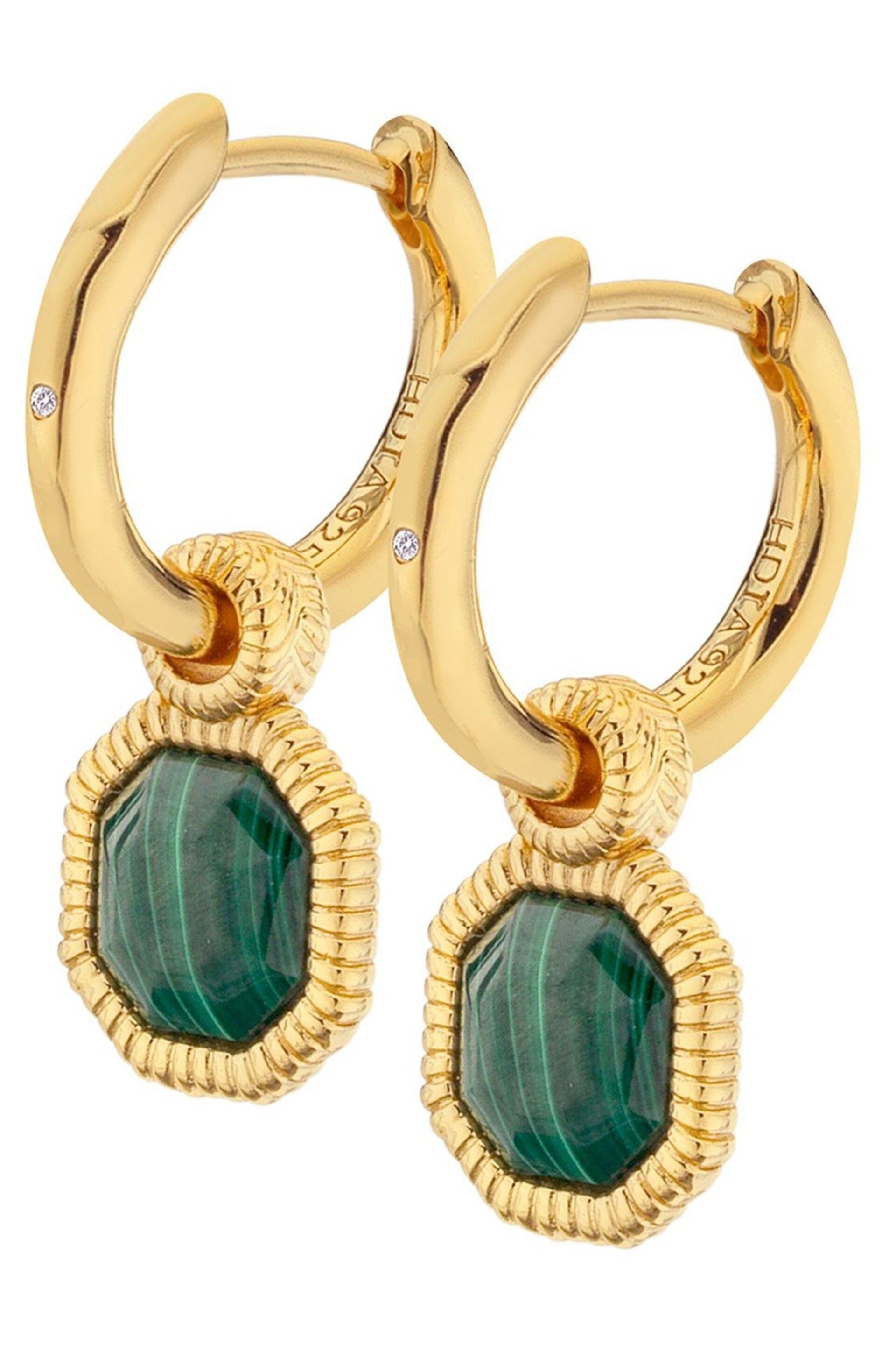 Hot Diamonds X Jac Jossa Gold Tone Revive Malachite Earrings - Image 1 of 3