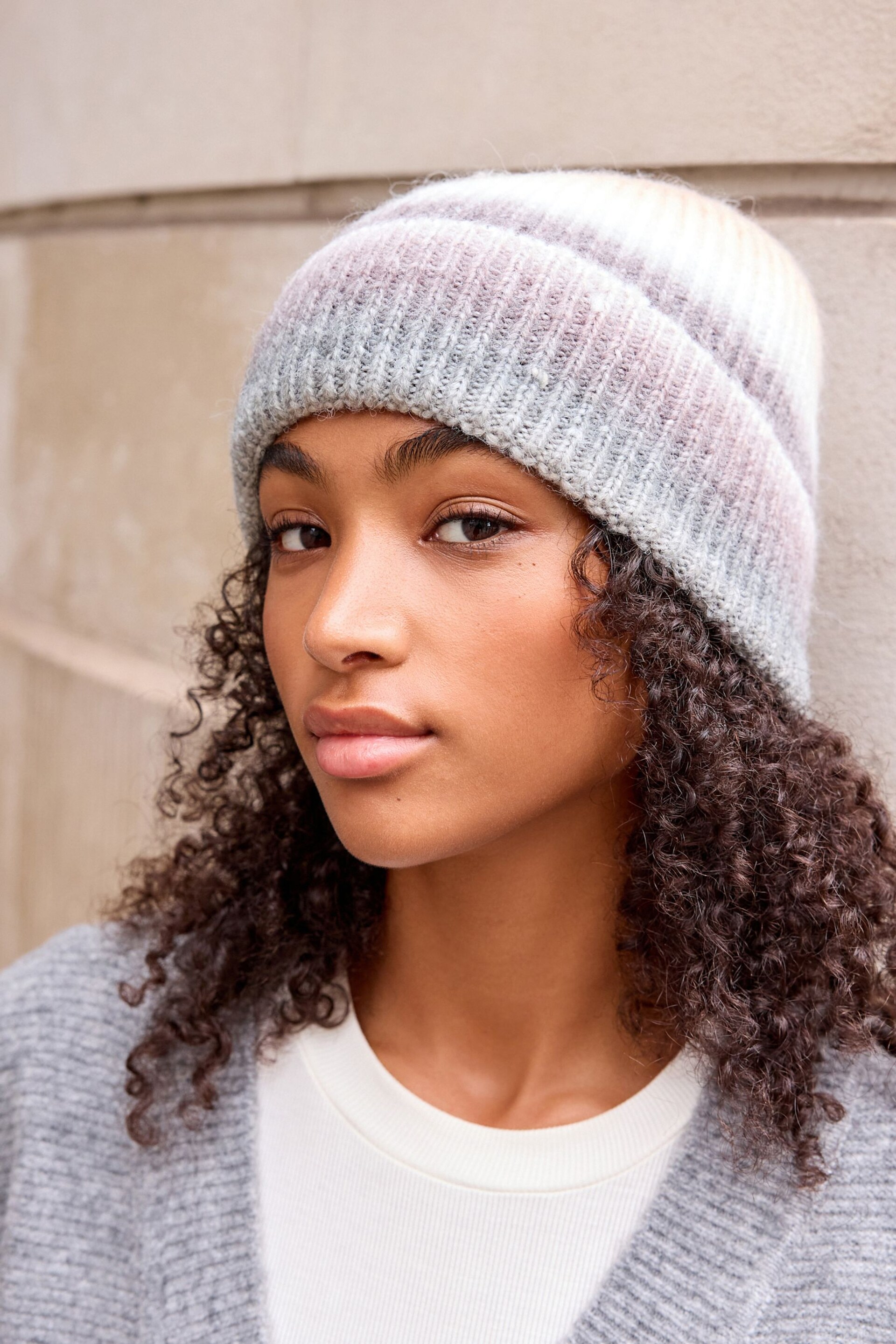 Monochrome Ombre Beanie Hat - Image 1 of 4