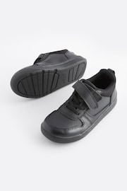 Black Extra Wide Fit (H) Elastic Lace School Trainers - Image 1 of 10