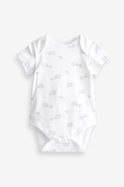 Blue/White Elephant 4 Pack Short Sleeve Baby Bodysuits - Image 5 of 12