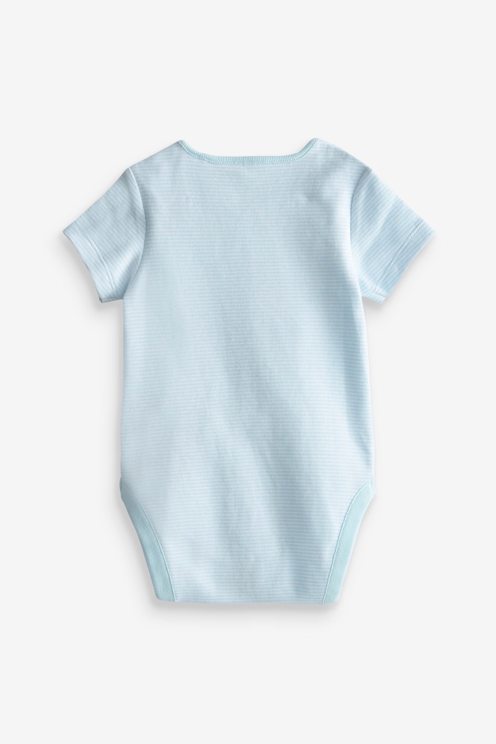 Blue/White Elephant 4 Pack Short Sleeve Baby Bodysuits - Image 7 of 12