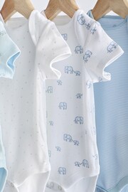 Blue/White Elephant 4 Pack Short Sleeve Baby Bodysuits - Image 8 of 12