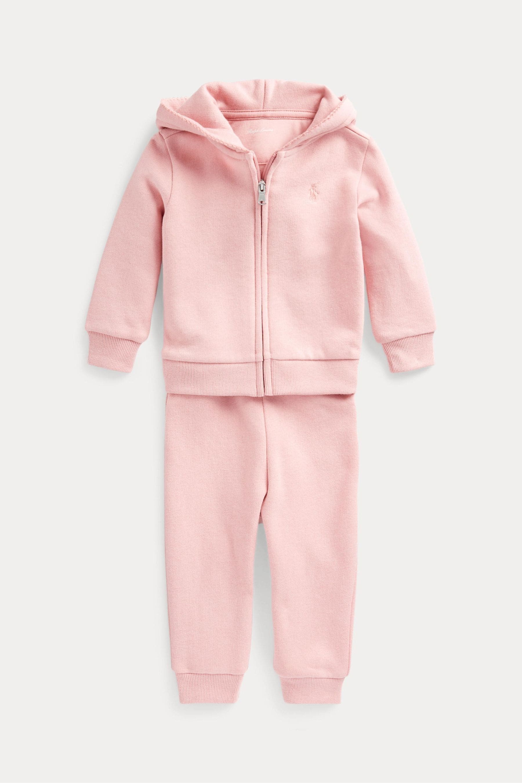 Buy Polo Ralph Lauren Baby Pink Ruffle Tracksuit Set from Next Luxembourg