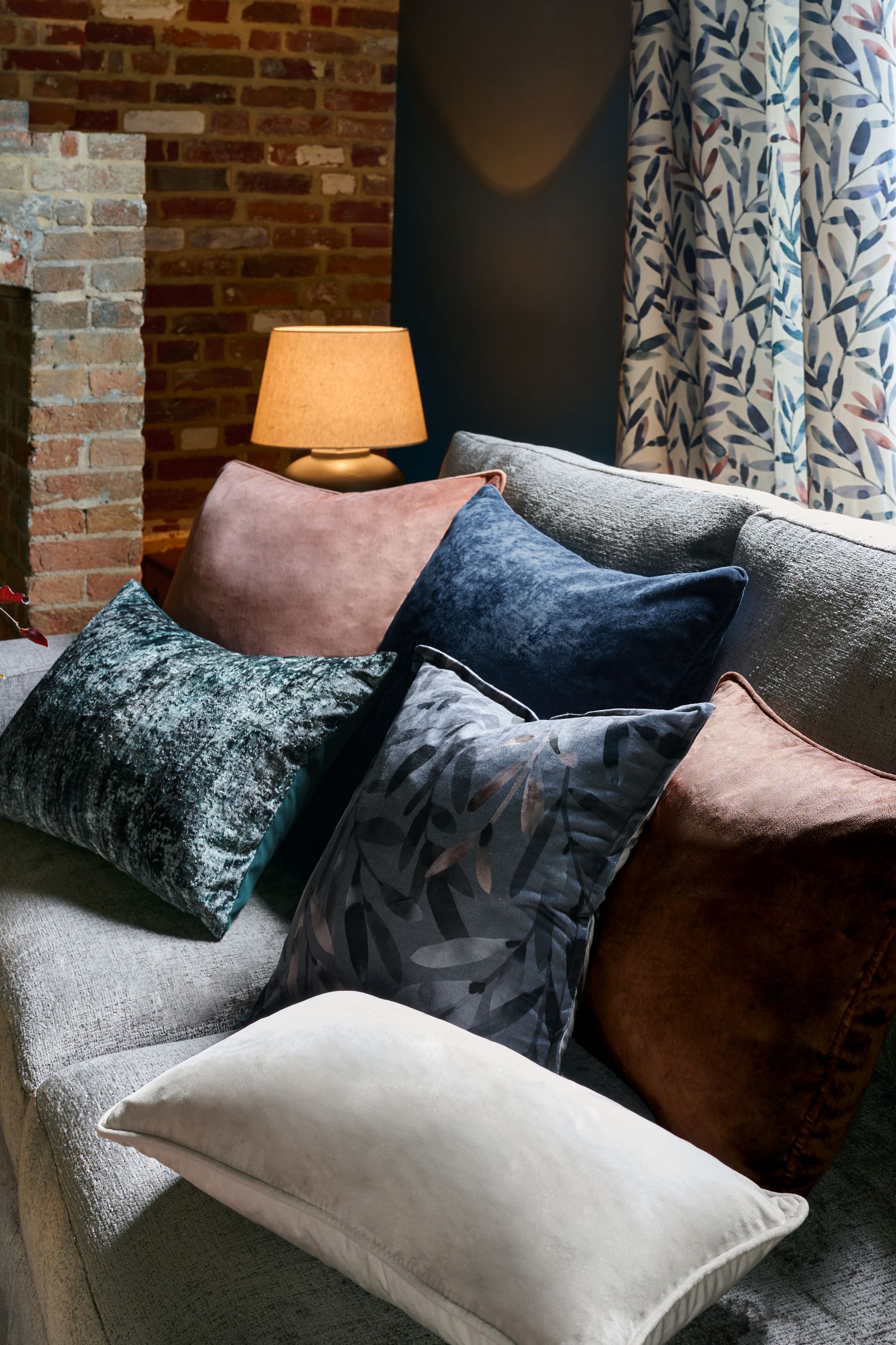 Buy Navy 59 x 59cm Soft Velour Cushion from Next Luxembourg