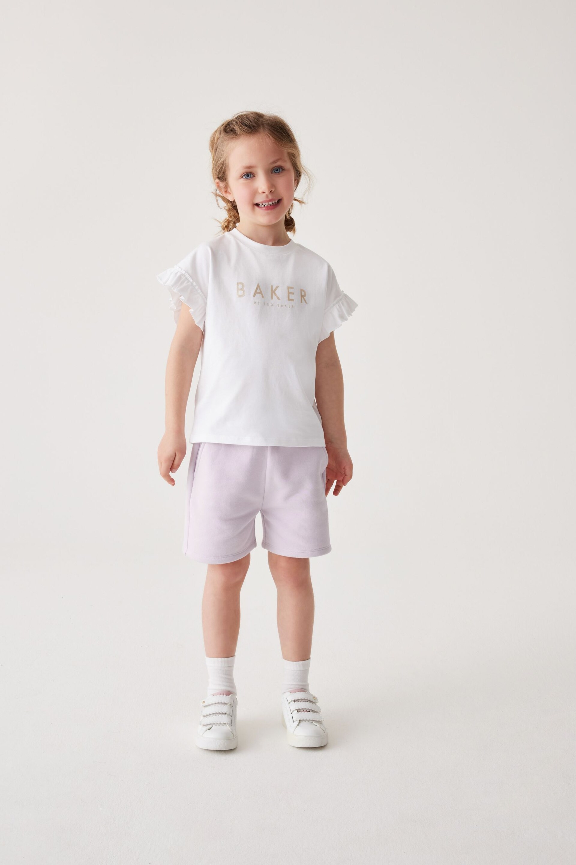 Baker by Ted Baker Lilac Purple Frilled T-Shirt and Short Set - Image 1 of 10