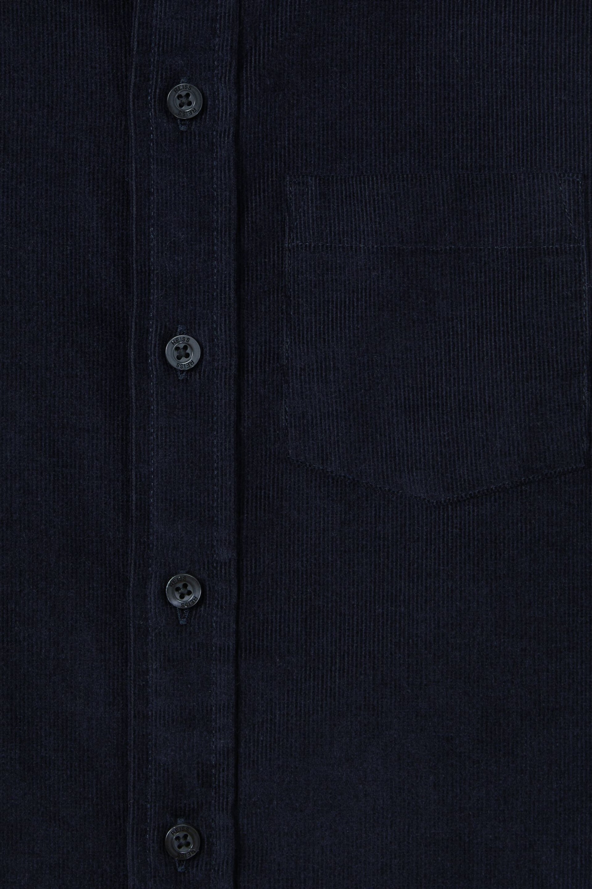 Reiss Navy Albion Junior Corduroy Cutaway Collar Shirt - Image 6 of 6