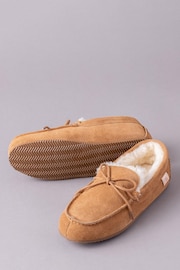 Lakeland Leather Tan Brown Mens Sheepskin Moccasin Slippers - Image 2 of 4